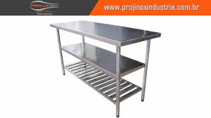 Mesa Com Prateleira Inox